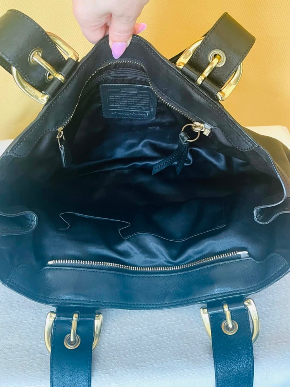 Coach Soho Carryall Black Leather Satchel Vintage Y2K - Picture 4 of 7